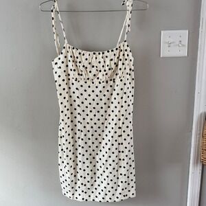 mini white dress with polka dots